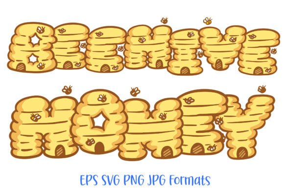Beehive Honey Letters Font Cartoon Bees: A Taste of Modern Cottagecore Typography