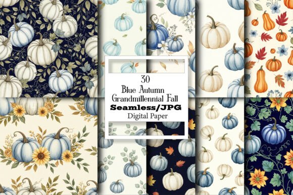 Blue Autumn Grandmillennial Fall Papers: Your Ultimate Digital Toolkit for Creativity