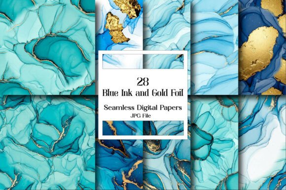 Blue Ink and Gold Foil Digital Paper: A Creative Powerhouse