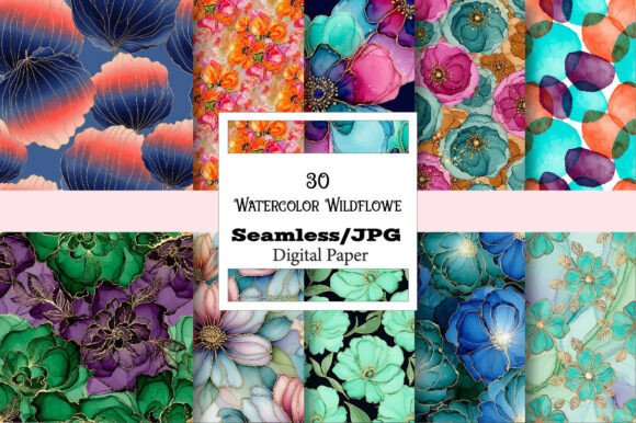 Capture the Beauty of Nature with Watercolor Wildflower Digital Paper