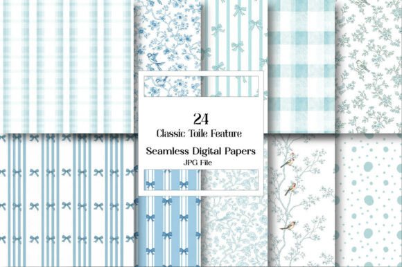 Classic Toile Feature Digital Papers: Your Creative Foundation
