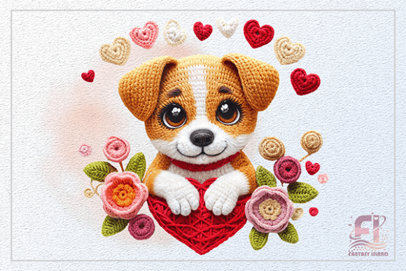 Crochet Puppy PNG Clipart for Valentine and Craft Projects
