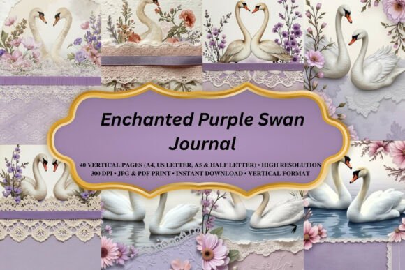 Discover Serenity with the Enchanted Purple Swan Journal
