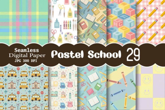 Exploring Seamless Pastel School Digital Paper