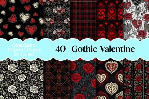 Gothic Valentine Seamless Paper Patterns: A Versatile Creative Resource