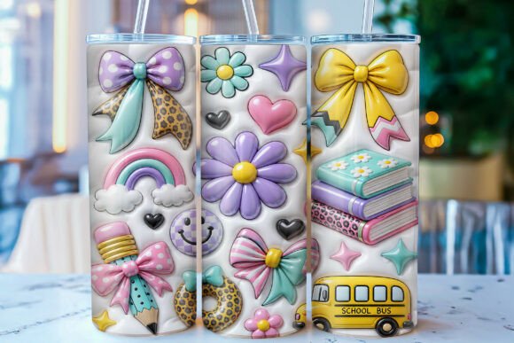 Inflated Back to School Tumbler Wrap PNG Guide