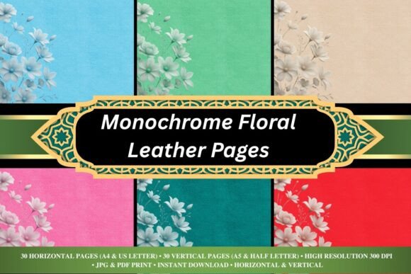 Monochrome Floral Leather Pages: A Professional Design Collection