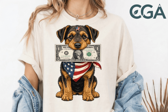 Patriotic Rottweiler Puppy Dollar PNG Design