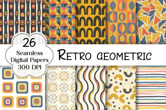 Retro Geometric Digital Paper: Your All-Purpose Creative Ally