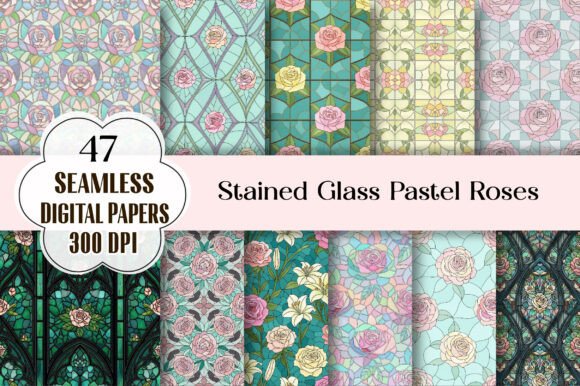 Stained Glass Pastel Roses Digital Paper: Your Next Favorite Crafting Companion
