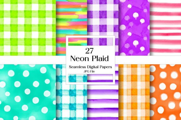 Unlock Creativity with the Neon Plaid Digital Paper Pack